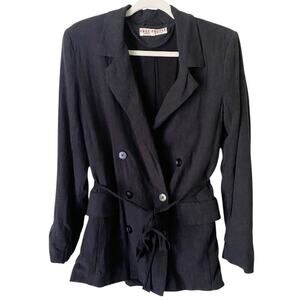 Free People | Linen Blend Belted Blazer Jacket Fall Dark Academia Black Small